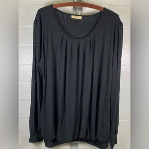 Timeson Womens 3XL Black Black Long Sleeve Blouse XXXL Work Office Dressy Comfy